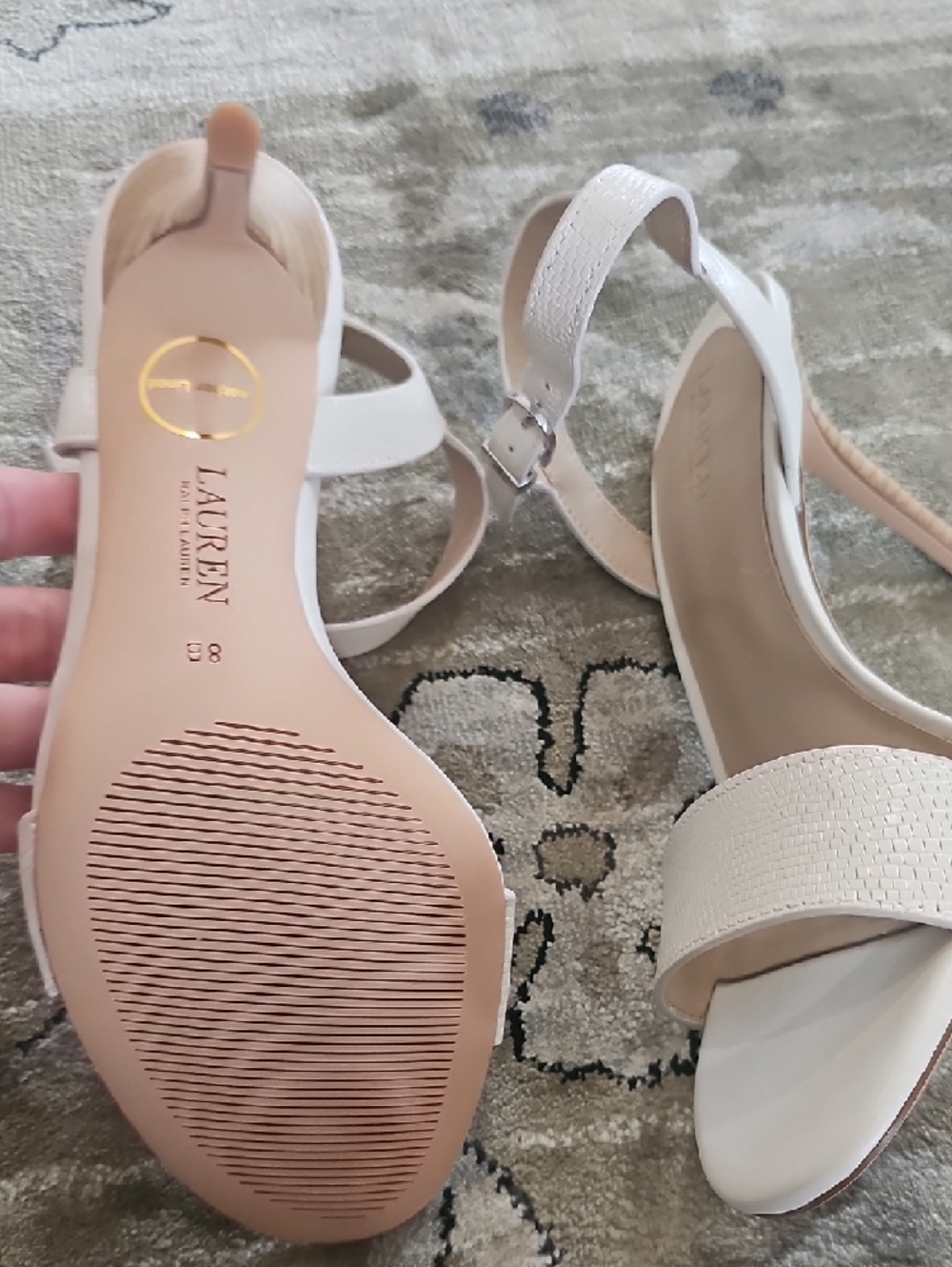 Lauren Ralph Lauren Cream Ankle-Strap Sandals - Picture 8 of 8